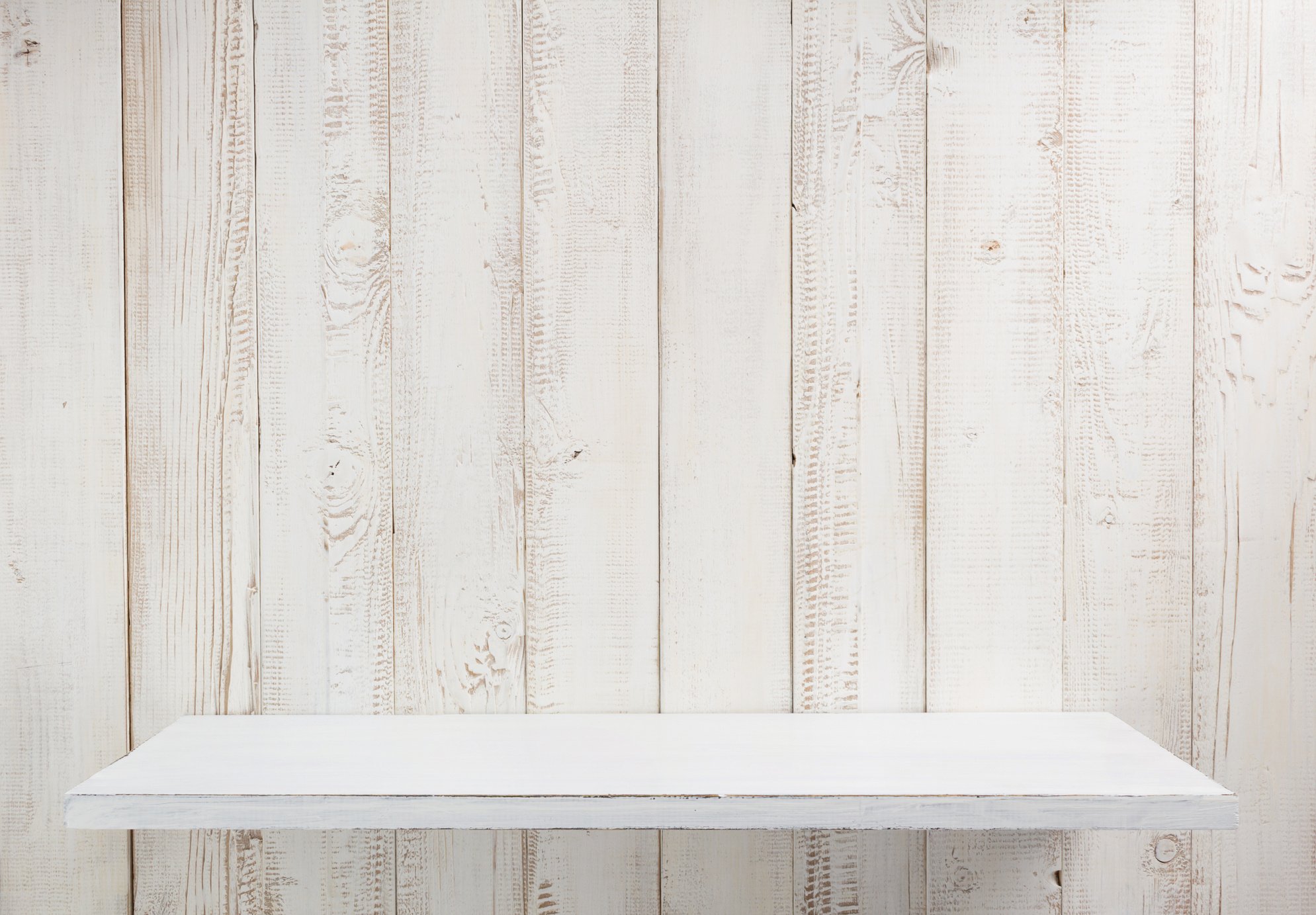 White Shelf on Wooden Wall